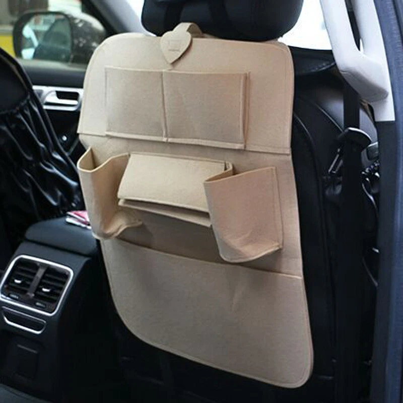 Bolsa de almacenamiento de asiento de fieltro para automóvil organizador de asiento trasero alfombrillas almohadilla tazas soporte bolsillos Foto 2 de 4