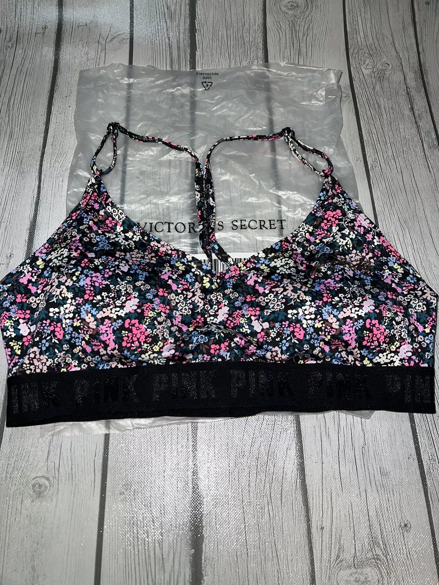 Victorias Secret PINK Ultimate Lined Removable Padding Sports Bra Floral XL  NEW