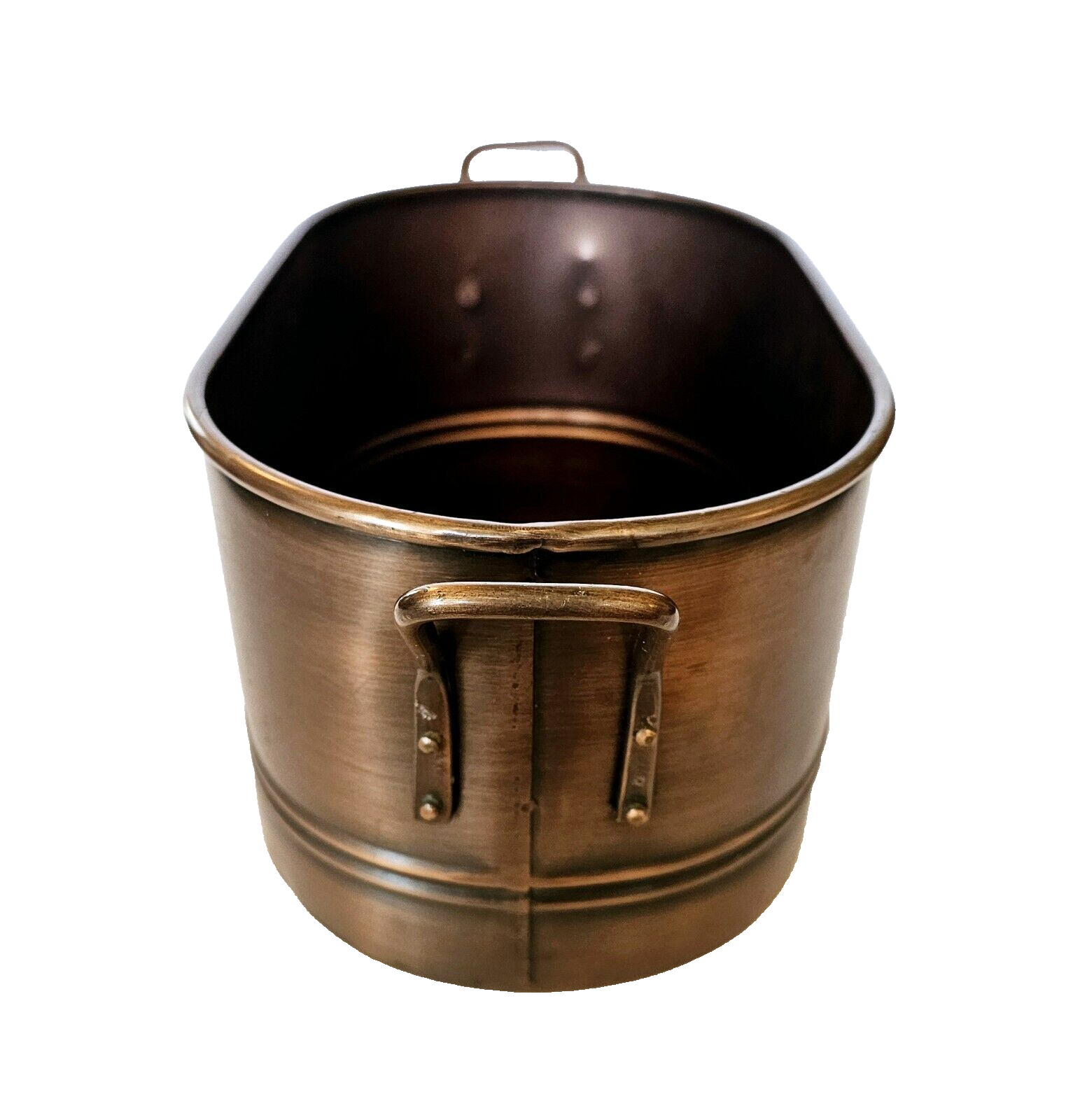 Smith & Hawken Steel Planter Copper Finish Container w Handles 13" x 6.