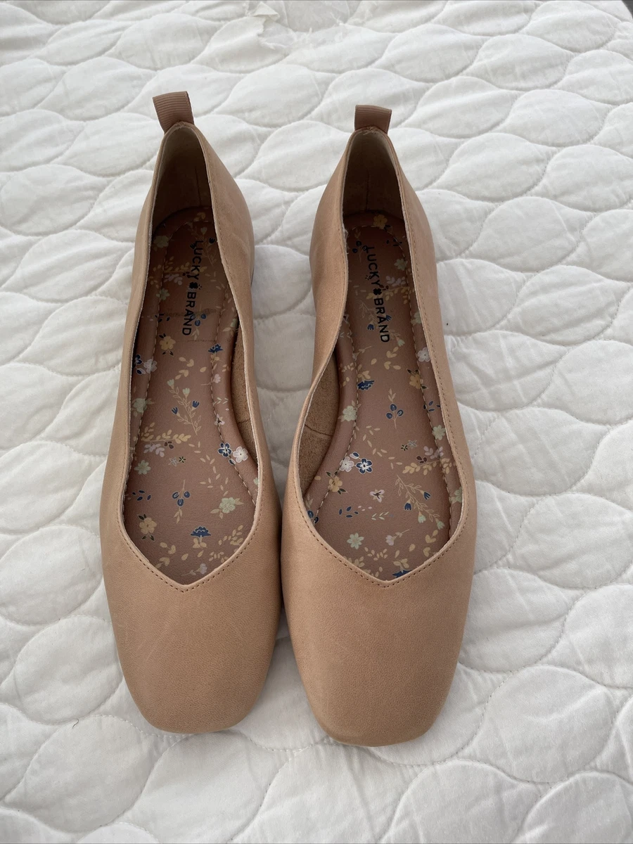 Lucky Brand Echo Tan Leather Suede Slip On Ballet Flats Size 8 eBay