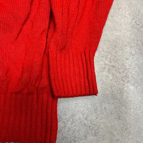 L.L Bean Knitted Jumper Mens Medium USA 1/4 Quarter Zip Pullover Sweater Red - Picture 6 of 9
