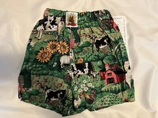 VTG Yo Wear Max Boxxer Kids Unisex Shorts Farm Print 100 Cotton USA S 6-8 