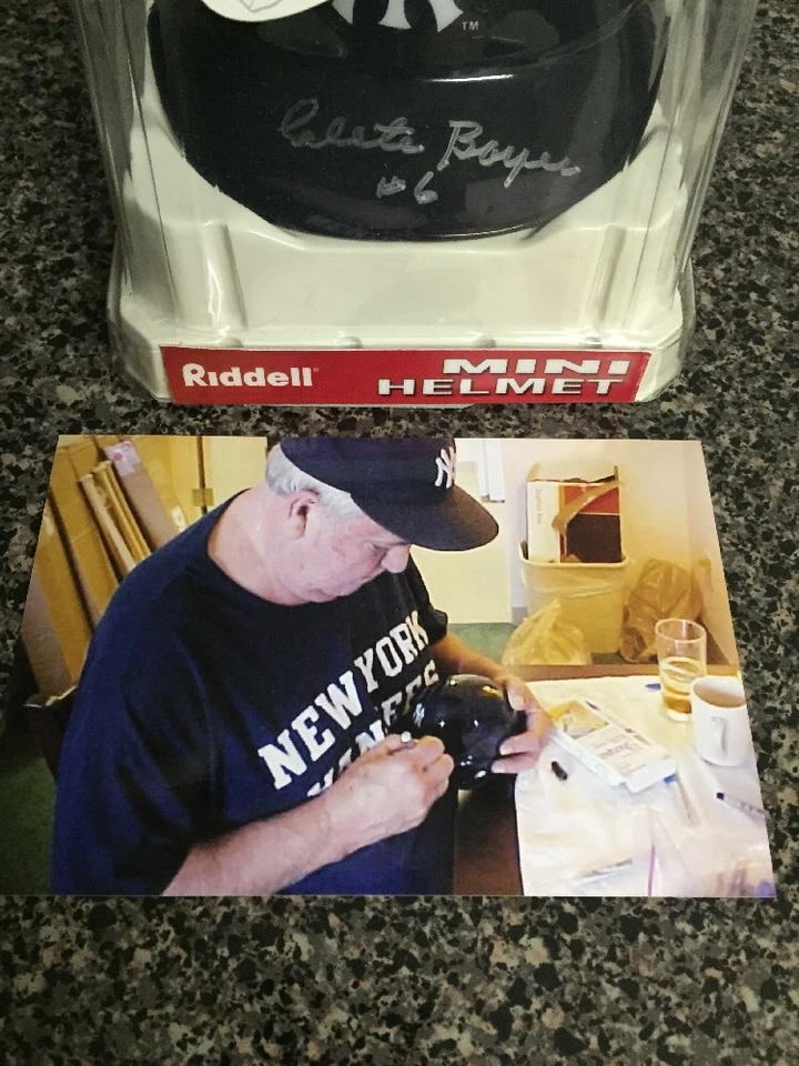 Minicasco Riddell firmado Clete Boyer New York Yankees #6 inscripción Foto 3 de 4