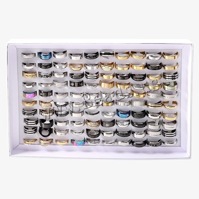 100PCS Fashion Wedding Rings Wholesale Bulk Mixed Stainless Steel Rings Random