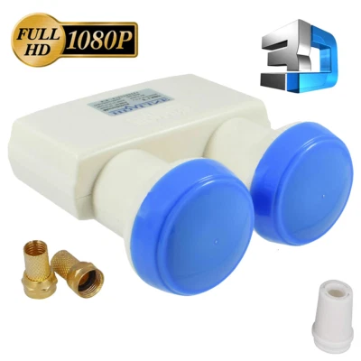 HD-LINE HD Line Monoblocco Singolo 0,1dB (Astra+Hotbird) Doppia Testa Lnb, 62dB Guadagno, Bianco