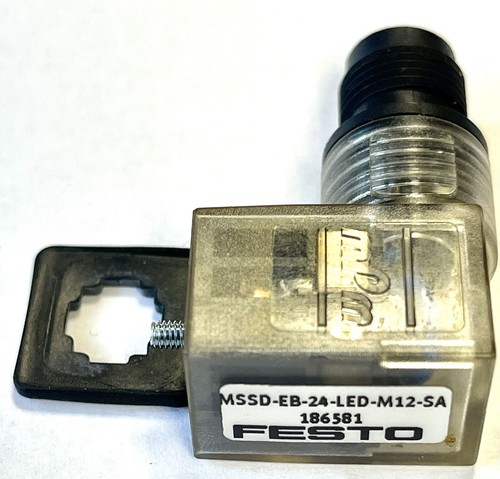 FESTO MSSD-EB-24-LED-M12-SA PLUG CONNECTOR 12A 2 PIN W/LED 24VDC NIB