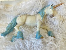 Papo White Blue Sparkle 2011 Unicorn Toy Horse Animal Figure