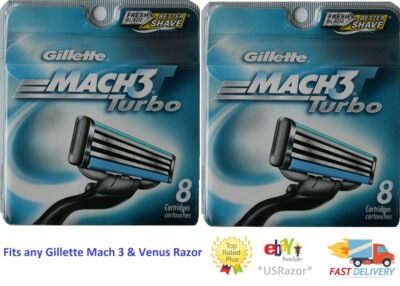 16 Gillette Mach3 Turbo Razor blades Refills Shaver Cartridges 8*2 fit M3 Power