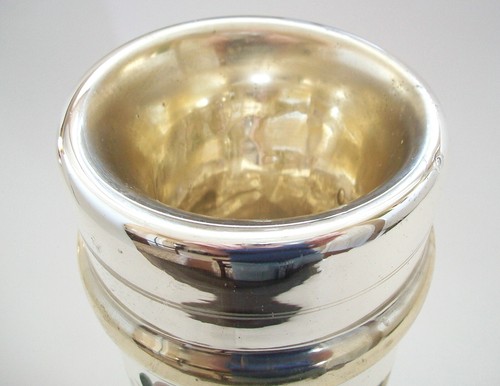 Antique Floral Painted Gold & Silver Mercury Glass Vase - France - 19th Century - 第 9/14 張圖片