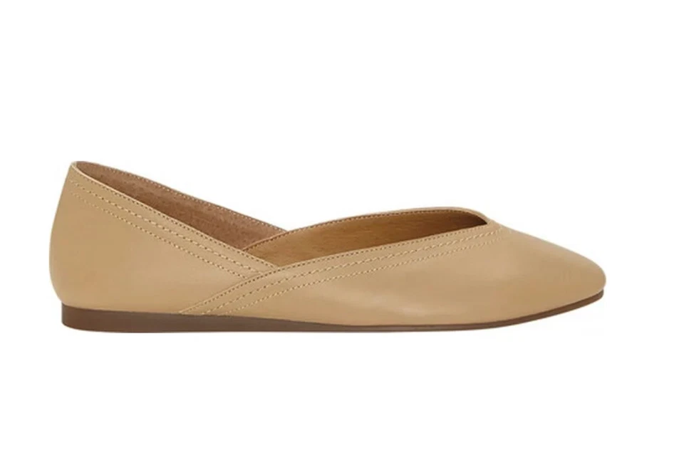Lucky Brand Soft Leather Alba Ballet Flats Slip On 12 44 Nude Latte Beige 9.5 - image 2 of 4