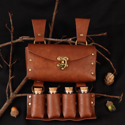 Mittelalter Alchemie Kunstleder Gürtel 4 Korktrank Flaschen Halloween Fantasy Zauberer