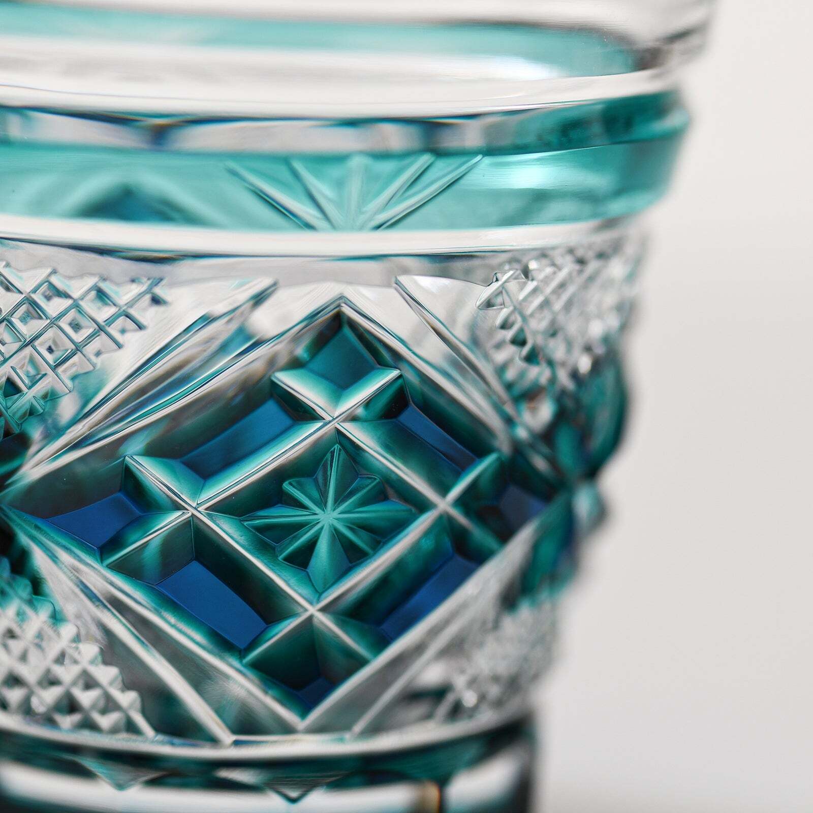 Shimadzu Satsuma Kiriko Cut glass Cold sake cup cut253 Blue 170cc Made