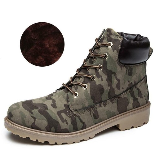 Fur Lined Mens Womens Winter Snow Ankle Boots Army Combat Flat Grip Sole Shoes - Picture 6 of 22