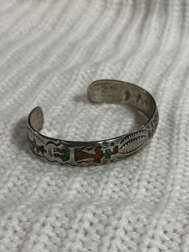 Vintage Native Sterling Silver Navajo Story Bracelet