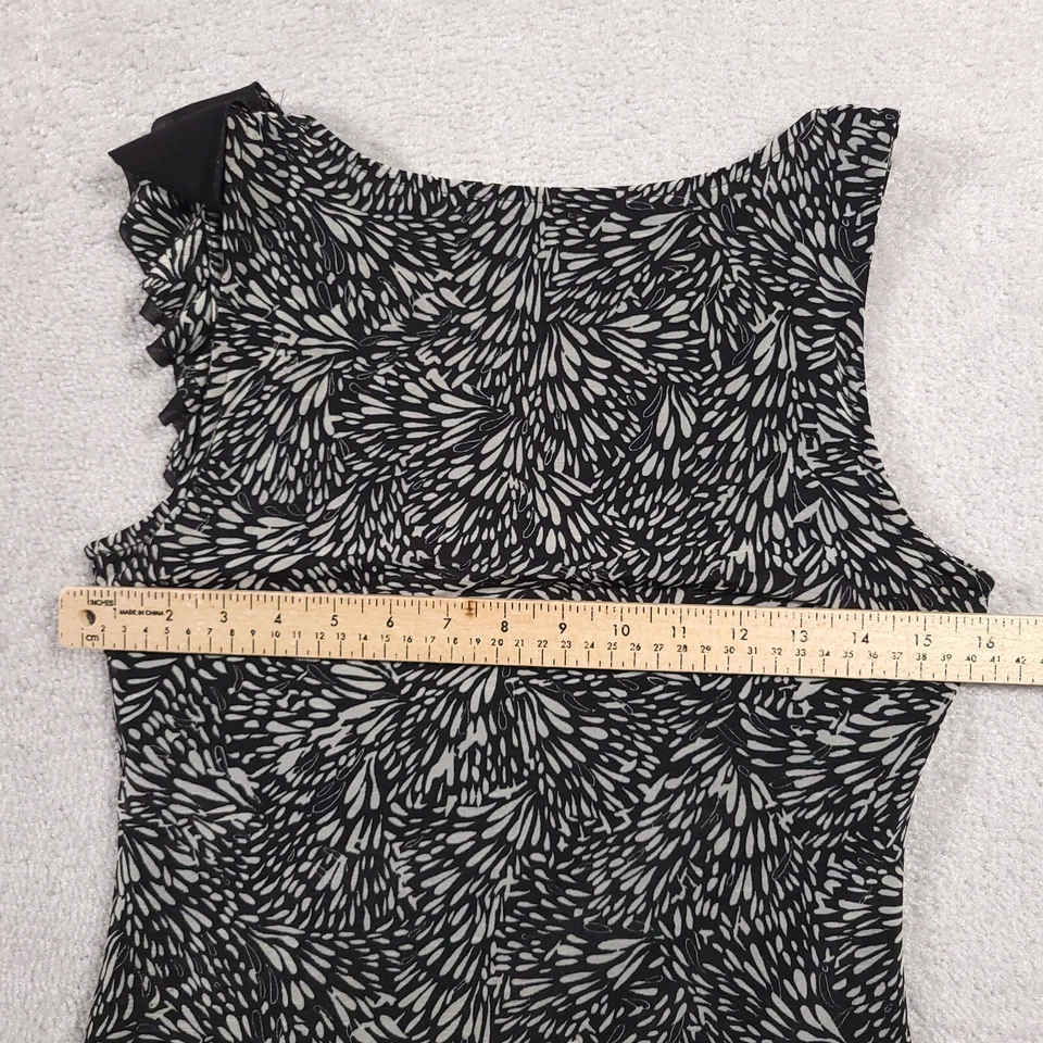 Blusa regata Elle Dressy Work babado feminina XS cinza preta estampa geométrica forrada  - Imagem 4 de 4