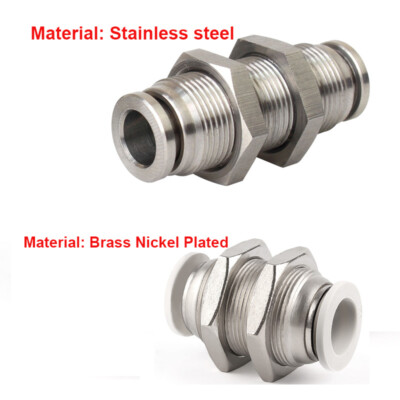 Bulkhead Push Fit Bulkheads Connector Stainless Steel And Brass Push-in ...