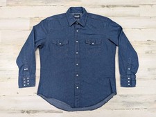 Vintage Wrangler Shirt Mens Large Denim Pearl Snap Button Up