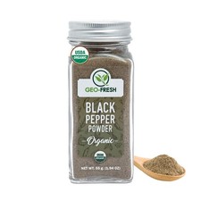 Organic Black Pepper Powder   1.94 oz Glass Jar   Black Pepper Ground   USDA ...