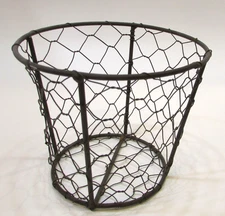 Primitive Old Miniature 4x5 Round Chicken Wire Basket