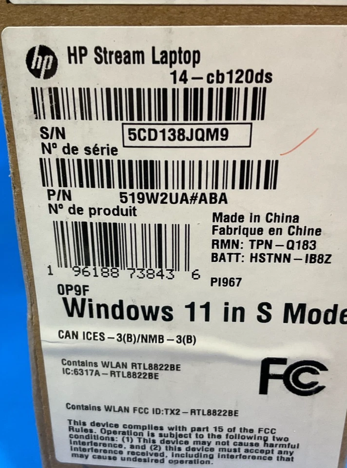 HP Stream Laptop 14-cb120ds N4020 4GB 64GB 14W Windows 11 Home Blue 519W2UA !!!! - Image 4 of 4