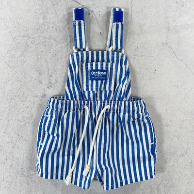 Vintage 80er OshKosh B'gosh Shortalls Baby 12 Monate blau gestreift USA Latzhose