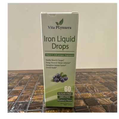 Vita PLynxera Iron Liquid Drops Sugar-Free GMO-Free Organic Blueberry 60 mL