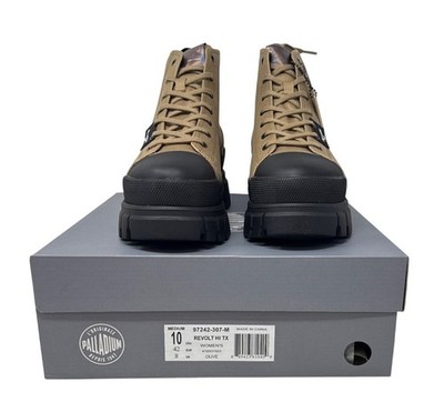 Palladium Revolt Hi TX Tech High-Top Boots Size 10 Women's Olive Rugged Sole