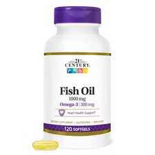 21st Century Fish Oil 1000mg Omega 3 EPA DHA Heart Health Supplement 120 Soft...