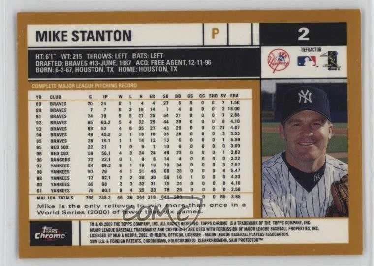 2002 Topps Chrome Gold Refractor Mike Stanton #2 - Image 2 of 2