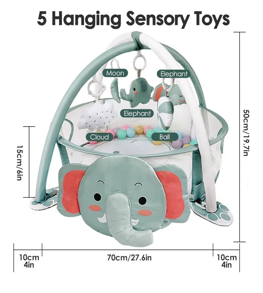 4合1婴儿游戏垫健身房球坑用于木乃伊时间活动 — 第 3/3 张图片