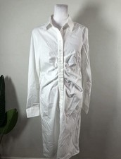 The Shirt Rochelle Behrens White Long Sleeve Casual SHIRT Dress Size Small