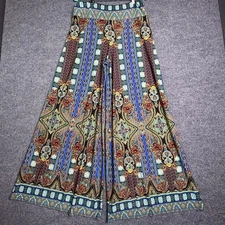 Coco Bianco Palazzo Wide Leg Pants Boho Size Medium Paisley Artsy  Colorful