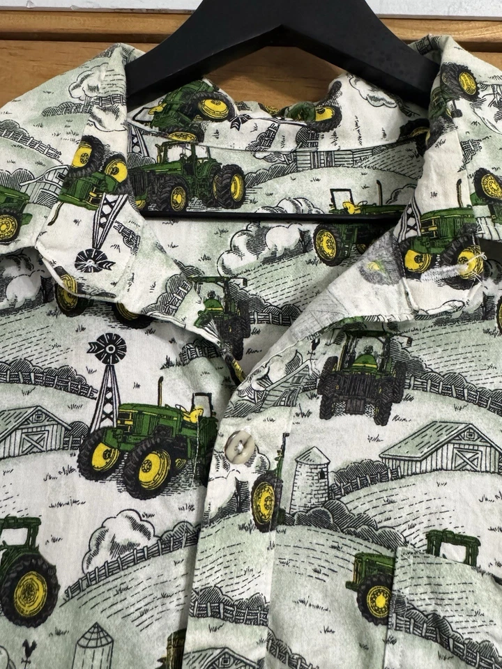 Camisa de Colección John Deere Granja Tractor Trabajo Algodón Abotonada Para Hombre Grande Foto 3 de 4