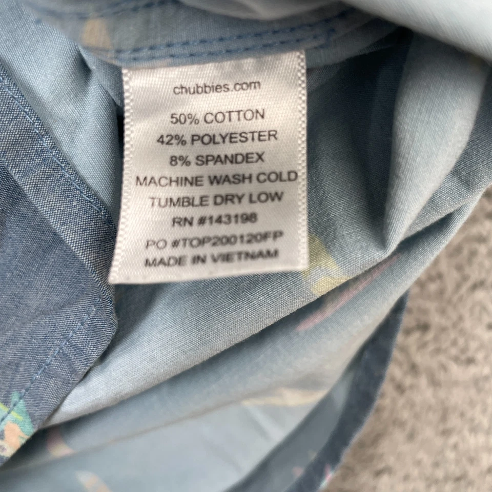 Chubbies Shirt Mens Large Gray Dogs On Surfboard And Sailboats All Over Hawaiian - Image 4 of 4