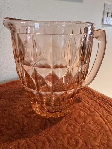 Jeannette Glass Pink Depression Glass Windsor Diamond Pitcher