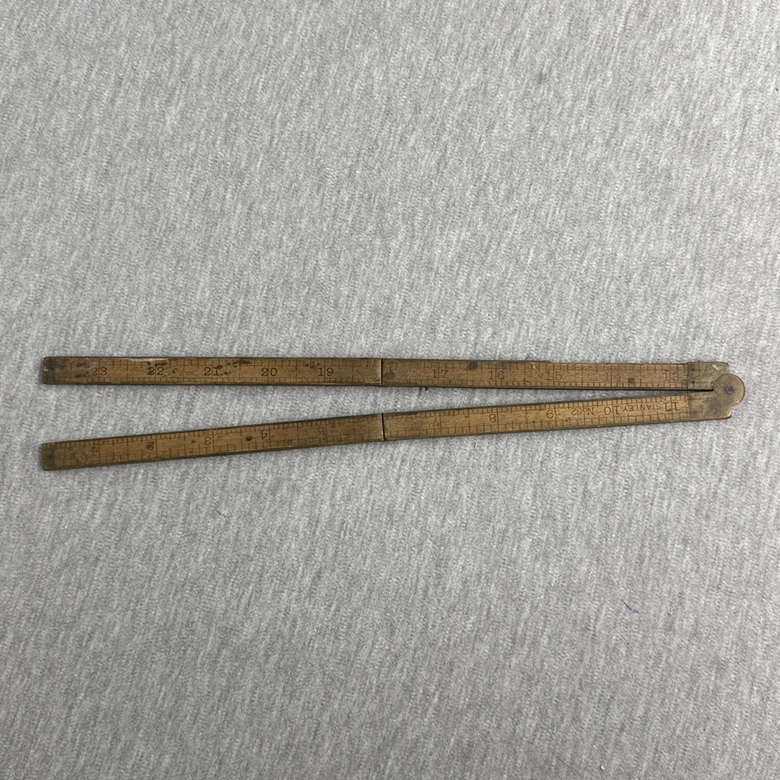 VTG Stanley Rule & Level Co No 62 Folding 24" 4 Fold Boxwood & Brass Ruler USA