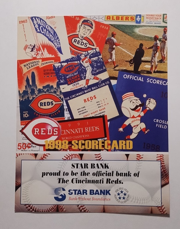 1998 Cincinnati Reds Baseball Scorecard vs Milwaukee Brewers VERY COOL DESIGN