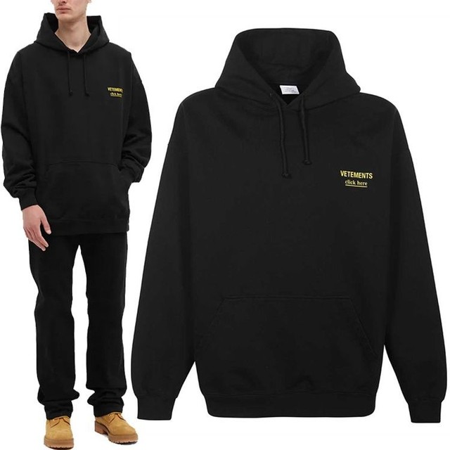 vetements Chest Logo Drawstring Hoodie UA53HD120B BLACK 42296700