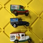 3 Vintage Matchbox Model A Ford Kelloggs Corn Flake Promo Rice Krispies