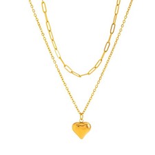 Gold Heart Necklace for Women Chunky Heart Necklaces Dainty 14k Gold Plated P...