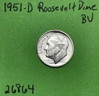 1951 D Roosevelt Dime 10c BU Uncirculated Mint State 90% Silver