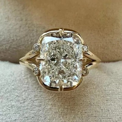 3 Ct Cushion Cut IGI Certified Lab Grown Diamond Solitaire Ring 14k Yellow Gold