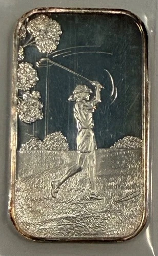 1 oz troy - SilverTowne - Female Golfer  .999 - Fine Silver Bar - FREE SHIPPING