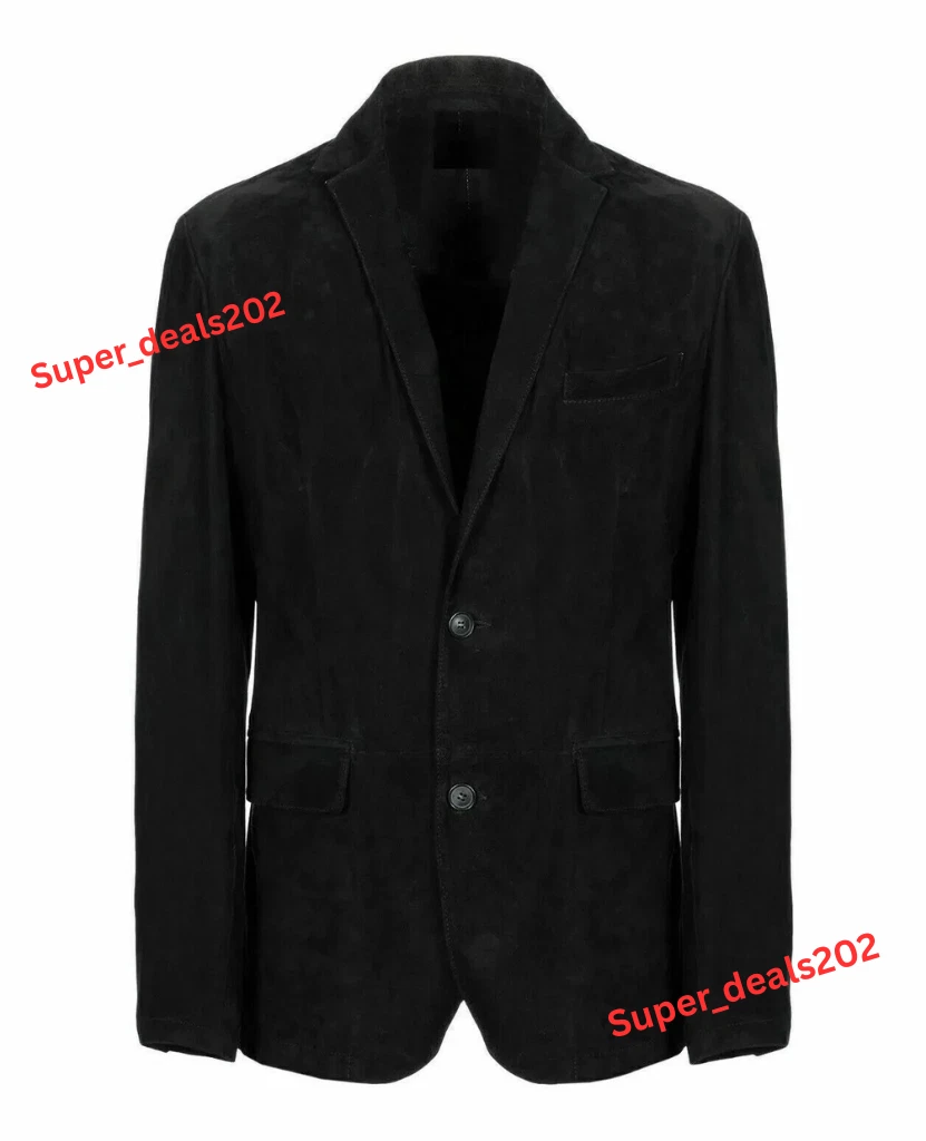 Mens Suede Leather Blazer Black Formal Fashion Work Elegant Handmade Coat Jacket