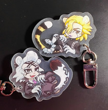 DCST Dr Stone Fanmade Keychain - Catboy Xeno and Stanley - 2" - Gunmetal Clasp