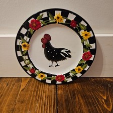 Home Accents Rooster Dinner Plate Black White...