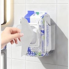 Wall Mounted Tissue Box Holder, Clear Plastic Storage Organizer for Bathroom