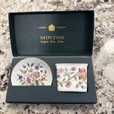 Vintage Minton English Bone China Haddon Hall Miniature Set In Box Butter Dish