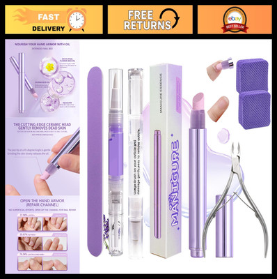 3-in-1 Ceramic Cuticle Oil Pusher Pen - Nail Care Remover & Softener Kit for Han