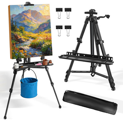 Kunststaffelei für Schild, schwarz Aluminium Metall Stativ Ständer höhenverstellbar 54120 cm